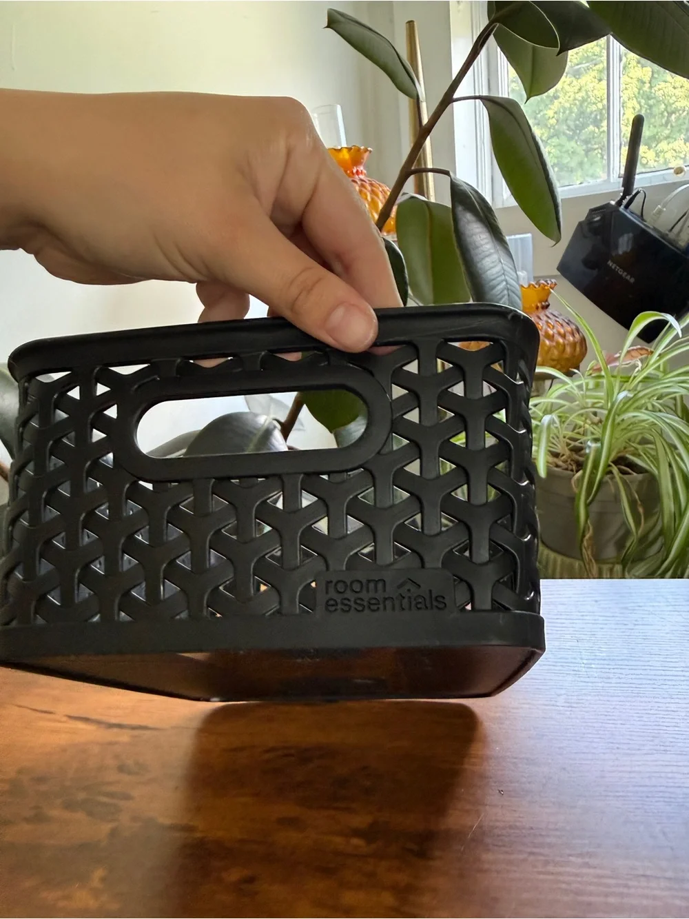 Room essentials plastic Black Woven Plastic Storage Basket